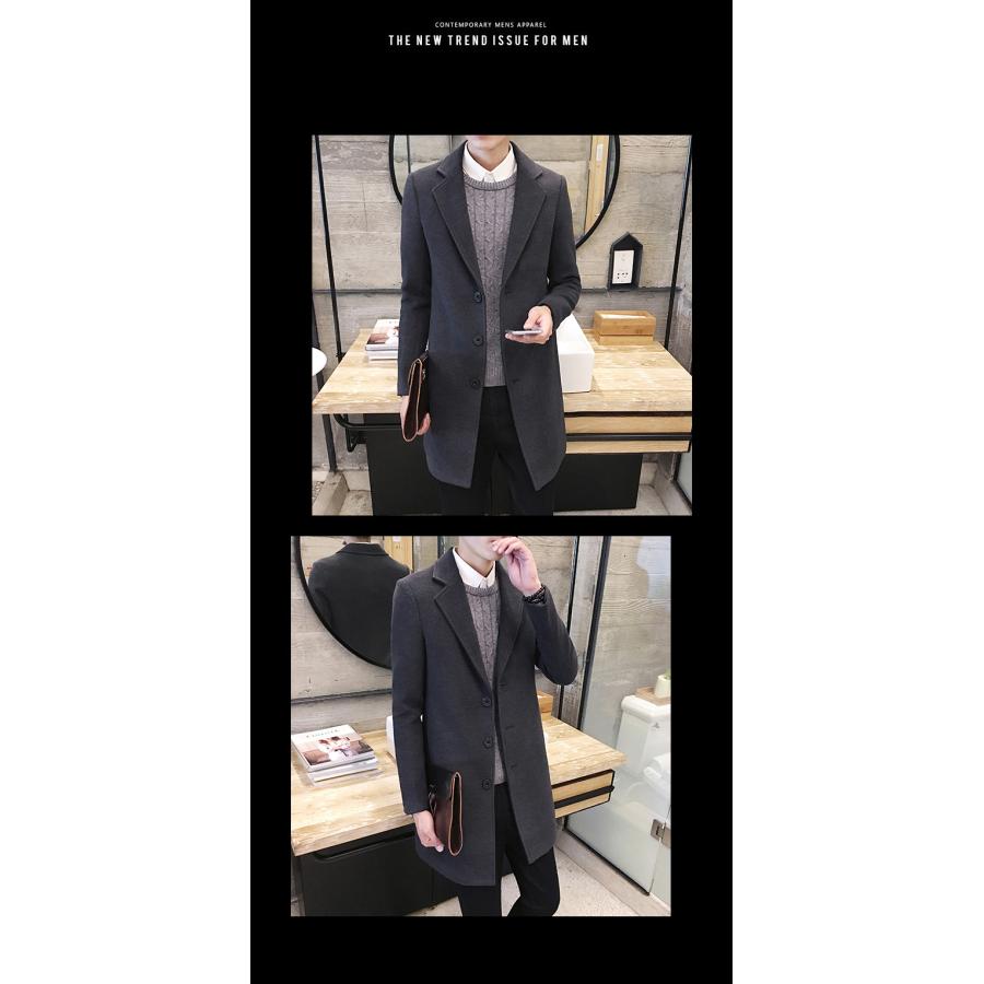 ステンカラーコート メンズ トレンチコート ロング丈 ラシャコート