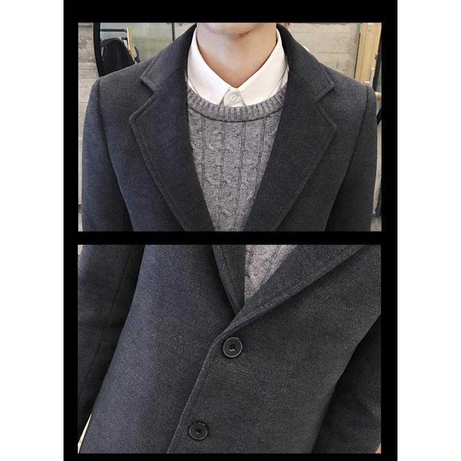 ステンカラーコート メンズ トレンチコート ロング丈 ラシャコート