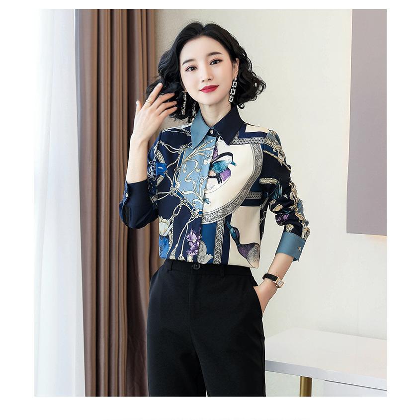 ブラウス トップス ボウタイブラウス スカーフ柄 とろみシャツ