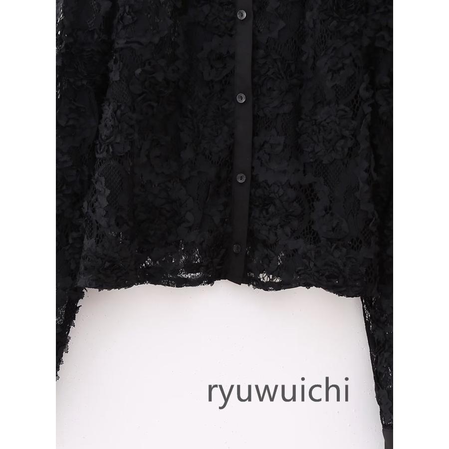 ブラウス トップス 長袖 ピーターパンカラー レース 透け感 エレガント