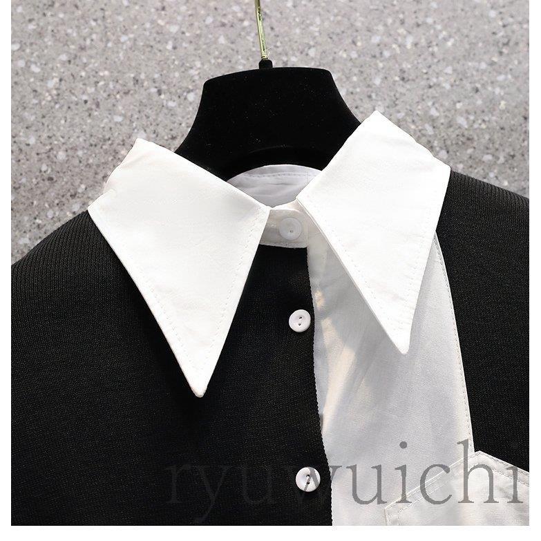 ブラウス レディース 長袖 トップス シャツ アシンメトリー モノトーン  