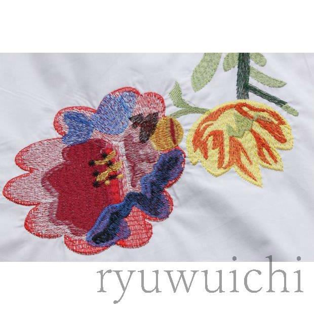 トップス ブラウス シャツ 長袖 襟付き 長め丈 刺繍ブラウス 花 トップス ブラウス シャツ 長袖 襟付き 長め丈 刺繍ブラウス 花