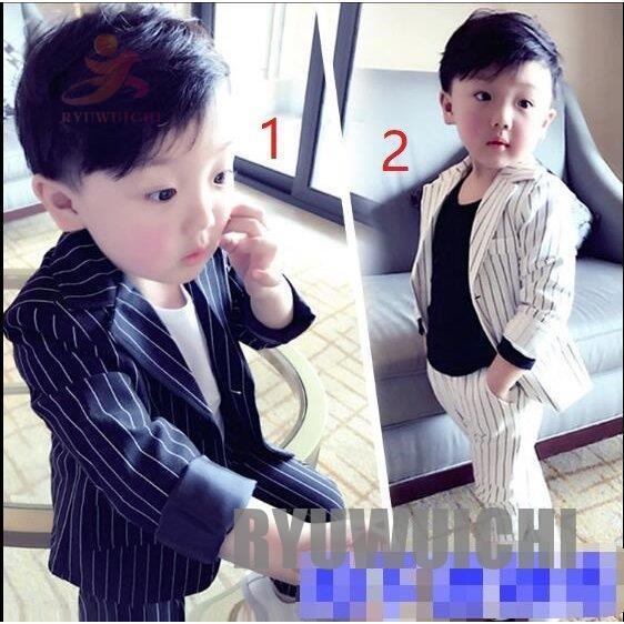素敵な 紳士服 ストライプ 90 140 男の子スーツ 2点セット 子供服 タキシード風 2点セット 卒業式 入学式 結婚式 誕生日 卒園式 入園式 フォーマル 男の子 ジュニア キッズスーツ ジャケット パンツ 長袖 着物 セレモニードレス Ksc Kcf Org
