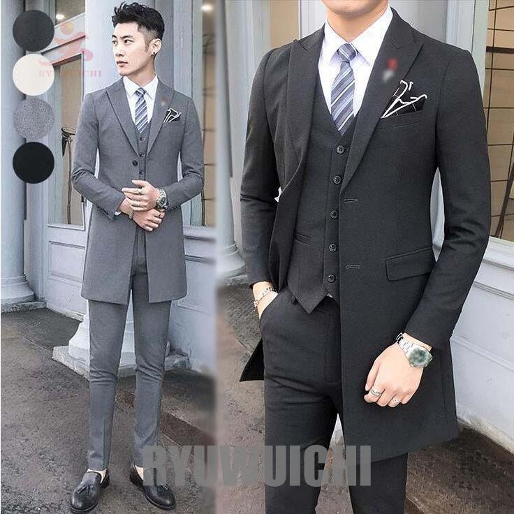 結婚式スーツ スーツセット シングルスーツ メンズ ビジネススーツ 3ピーススーツ スリム カジュアルスーツ ロングジャケット ベスト パンツ 二つ ボタン Ry16 Fastnkxg1507 龍一ストア 通販 Yahoo ショッピング