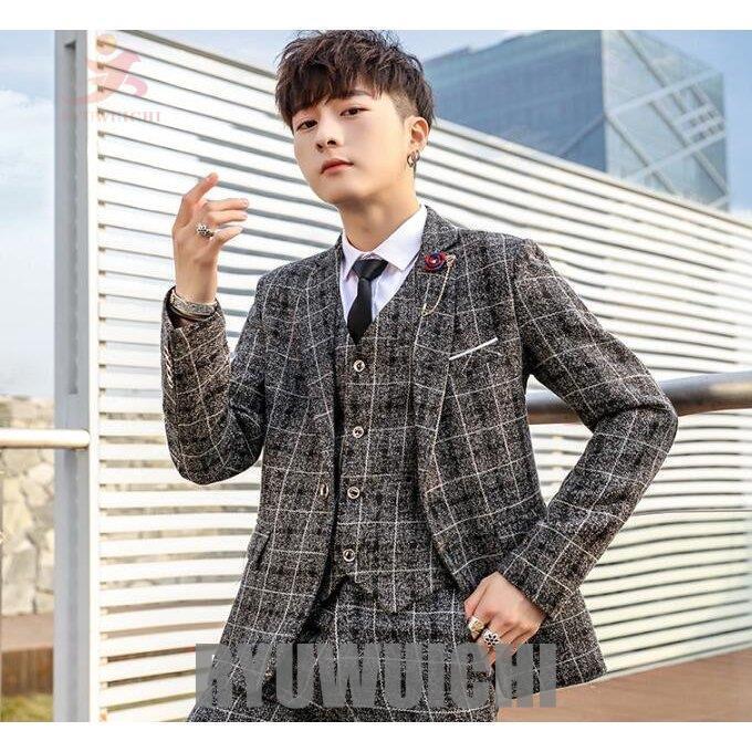 ４色入 2点セット ジャケット ズボンチェック柄 メンズ スーツ お洒落 スリムスーツ 韓国風 結婚式 披露宴 通勤 面接 紳士 宴会 入学式 ダブル スーツ サイズ ｍ Bollywoodpapa Com