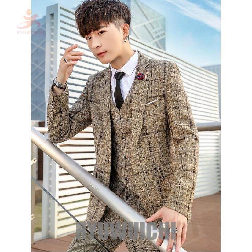 ４色入 2点セット ジャケット ズボンチェック柄 メンズ スーツ お洒落 スリムスーツ 韓国風 結婚式 披露宴 通勤 面接 紳士 宴会 入学式 ダブル スーツ カラー 2 Bollywoodpapa Com