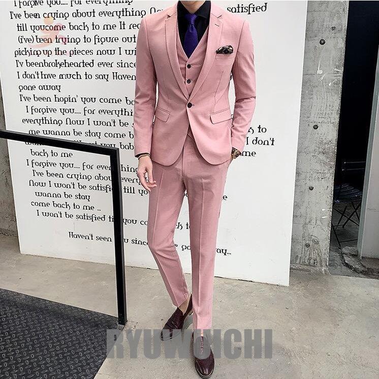 フォーマルスーツ 結婚式スーツ 3ピーススーツ シングルボタン スリム  