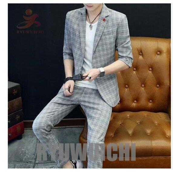 が大特価 春夏 スーツ メンズ 卒業式 入学式 セットアップ スーツ メンズ 男性用 チェック柄 卒園式 入園式 卒業式 入学式 通勤 紳士 上品 フォーマル スリム ジャケット パンツ 2点セット 上下セット ビジネススーツ ビジネススーツ Proftronics Com