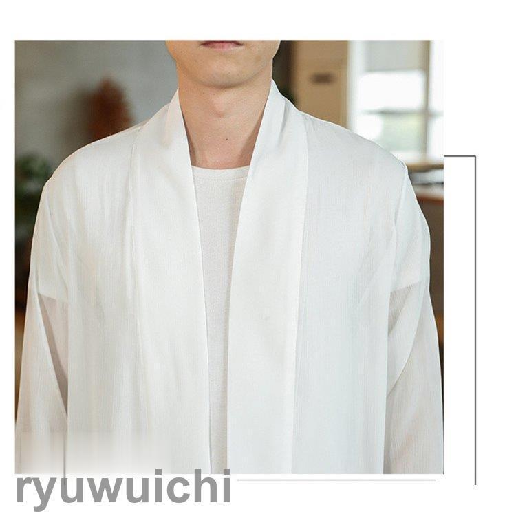 羽織 メンズ ロング丈 和風 はおり リネンコート 綿麻 カジュアル 甚平
