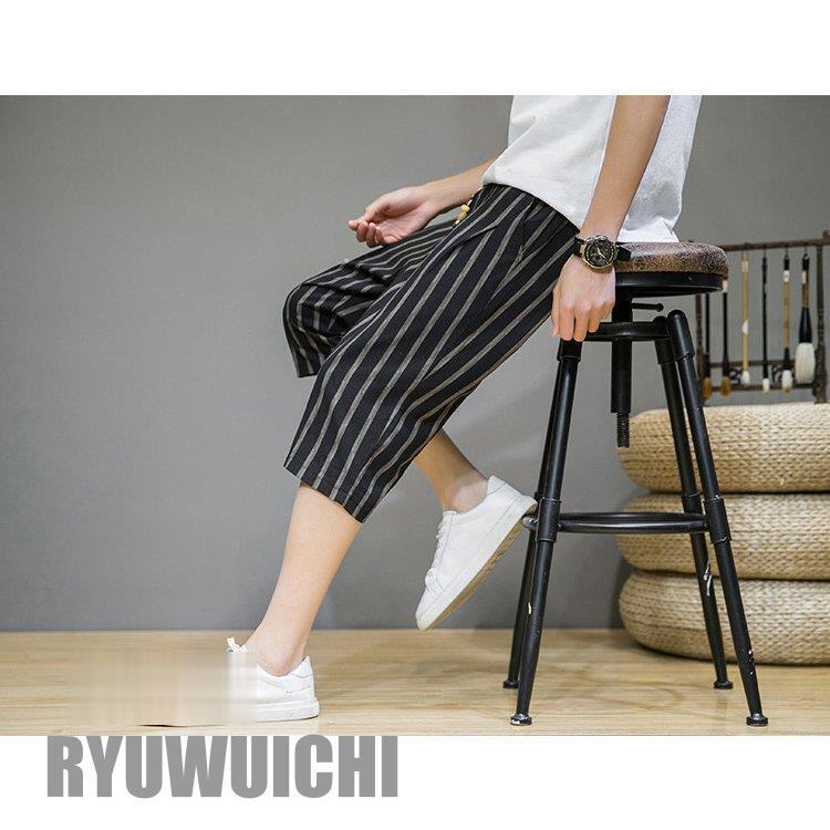 クロップドパンツ メンズ 七分丈パンツ サルエルパンツ スポーツ 柄物