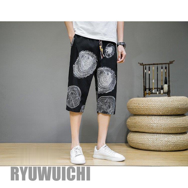 クロップドパンツ メンズ 七分丈パンツ サルエルパンツ スポーツ 柄物