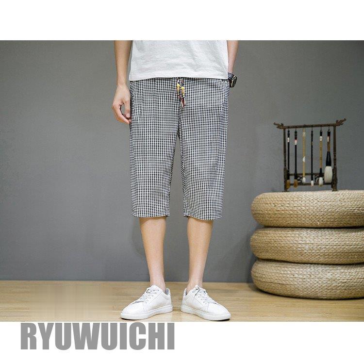 クロップドパンツ メンズ 七分丈パンツ サルエルパンツ スポーツ 柄物