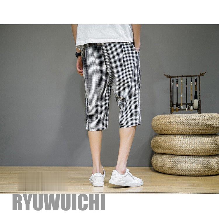 クロップドパンツ メンズ 七分丈パンツ サルエルパンツ スポーツ 柄物