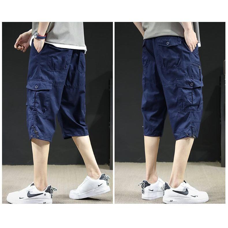 ハーフパンツ メンズ 7分丈 パンツ カーゴパンツ 膝下 クロップド