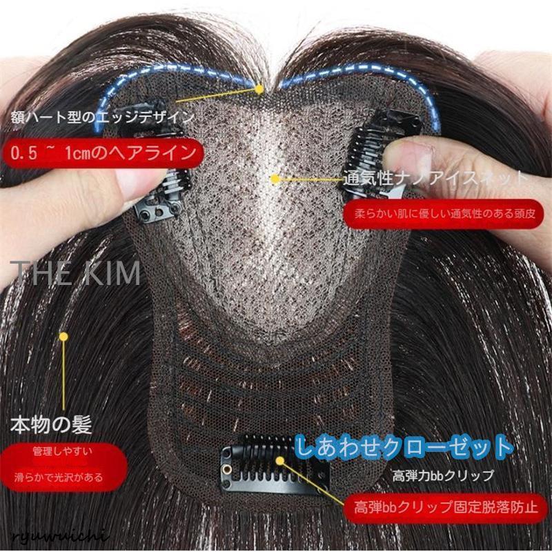 部分ウィッグ人毛100％ ウィッグレディース 自然 トップピース 前髪ウィッグかつら 頭頂部ウィッグ 部分かつら白髪隠し 脱毛症 薄毛 増毛 つけ毛の画像