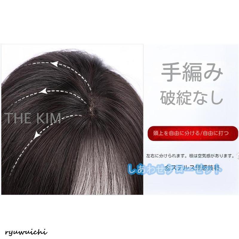 部分ウィッグ人毛100％ ウィッグレディース 自然 トップピース 前髪ウィッグかつら 頭頂部ウィッグ 部分かつら白髪隠し 脱毛症 薄毛 増毛 つけ毛の画像