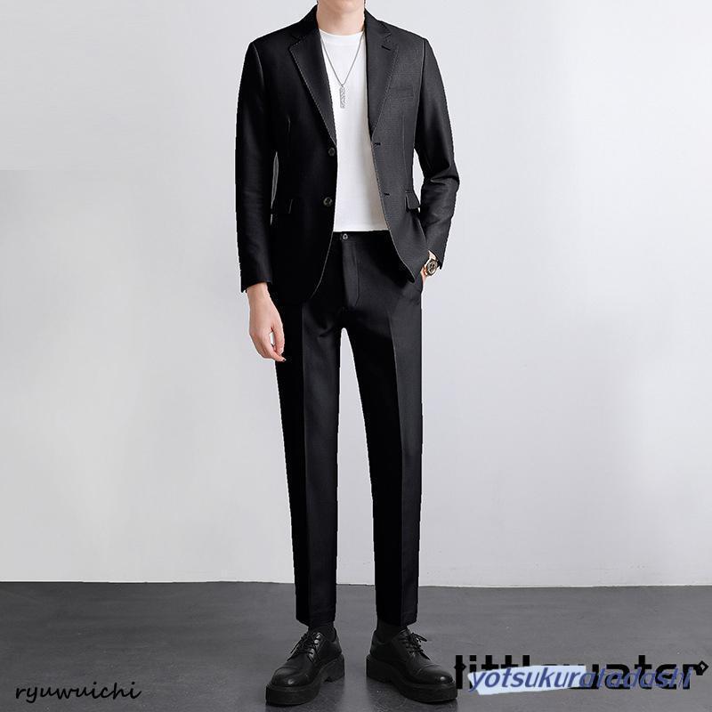スーツ メンズ セットアップ 上下セット 2つボタン 洗える ネクタイ