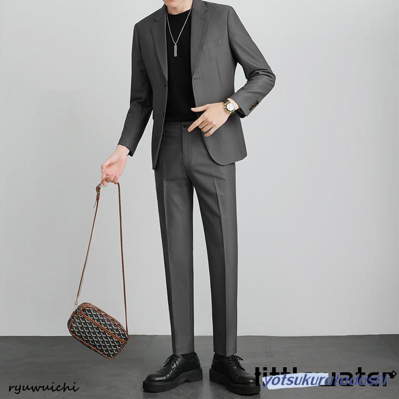 スーツ メンズ セットアップ 上下セット 2つボタン 洗える ネクタイ