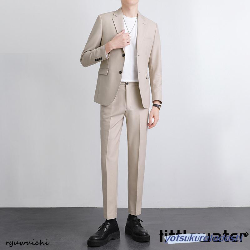 スーツ メンズ セットアップ 上下セット 2つボタン 洗える ネクタイ