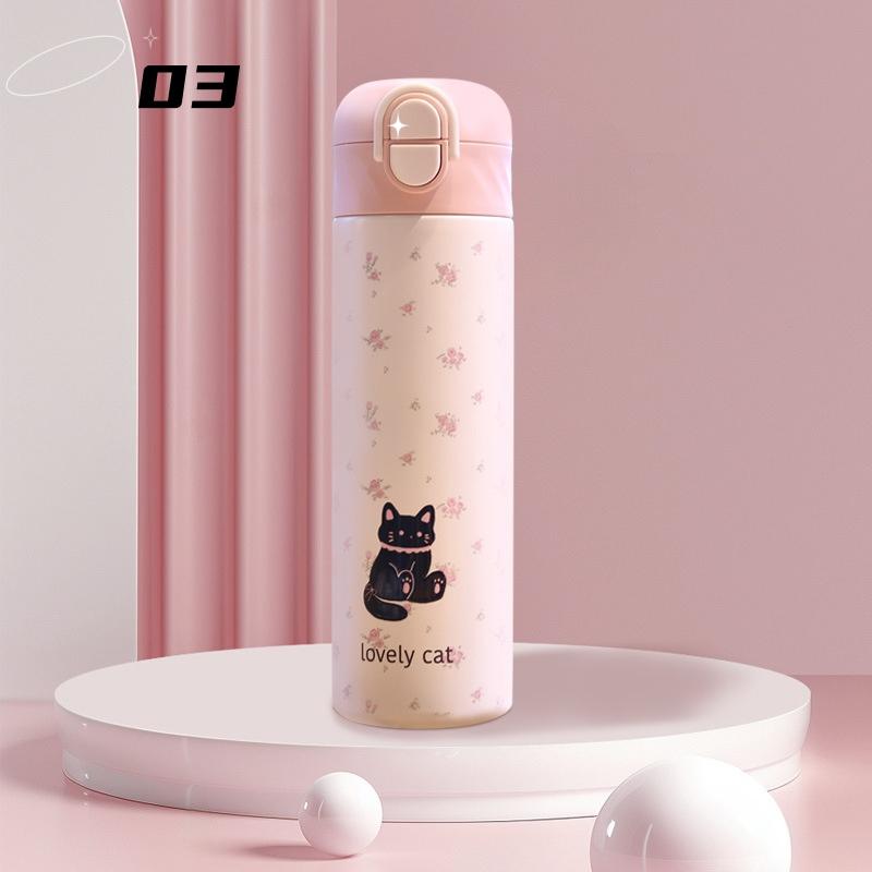 水筒 子供用 キッズ プレゼント 500ml カートゥーン ピンク おしゃれ