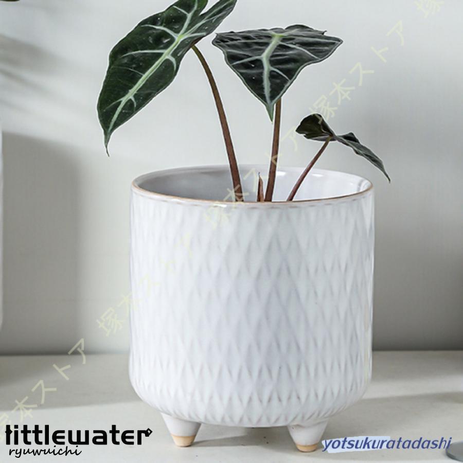 陶器製　大型プランター　テラコッタ　底穴あり ストライプ模様 陶器製 大型プランター テラコッタ 底穴あり ストライプ模様