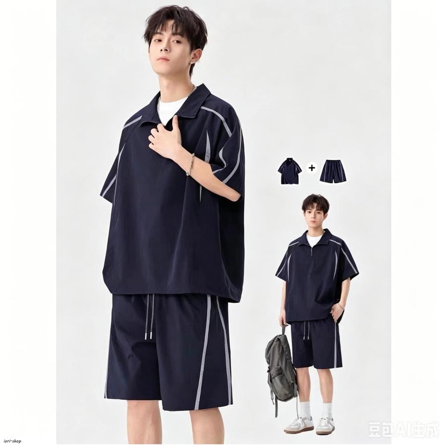 ジャージ 上下 メンズ 上下セット 半袖ジップパーカ×ハーフパンツ UV