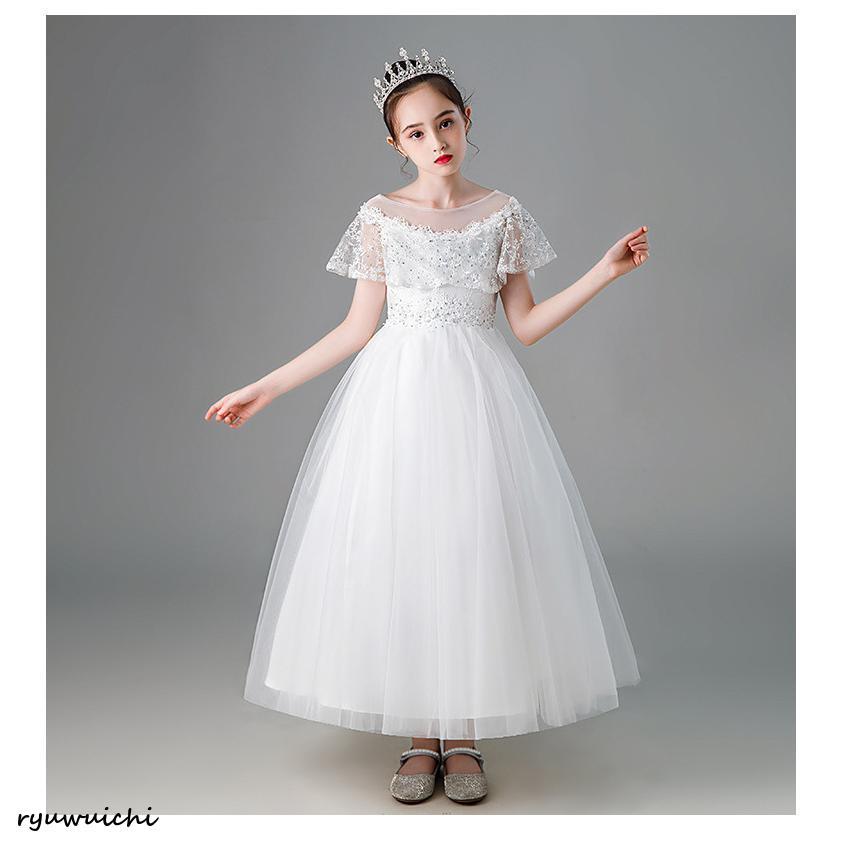 ドレス ワンピース ピアノ 子供 キッズ 入学式 可愛い 結婚式 演奏会 発表会  安い ロング 水色 半袖 おしゃれ  春 夏 120 130 140 150 160 | ブランド登録なし | 05