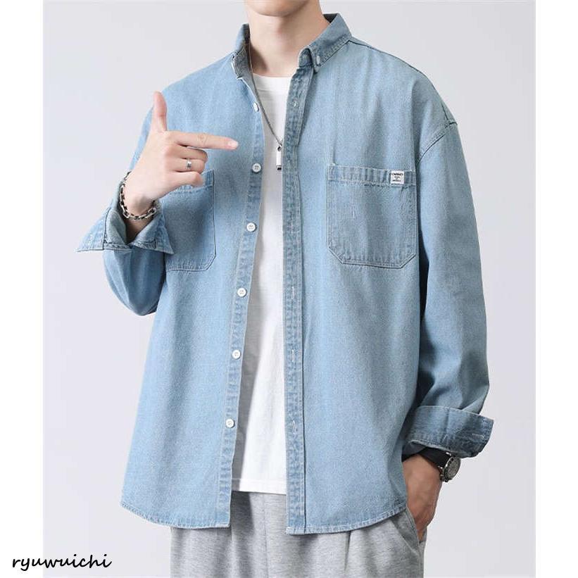 新品　純正 デニムシャツ　メンズLサイズ　男性用　ジャケット　長袖シャツ デニムシャツ メンズ シャツジャケット 長袖シャツ 春 夏 秋 冬 無地