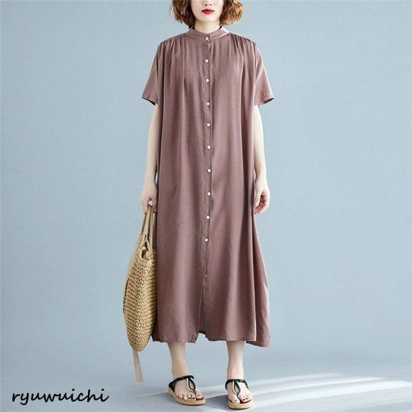 シャツワンピース ロングワンピース ワンピース レディース ロング丈