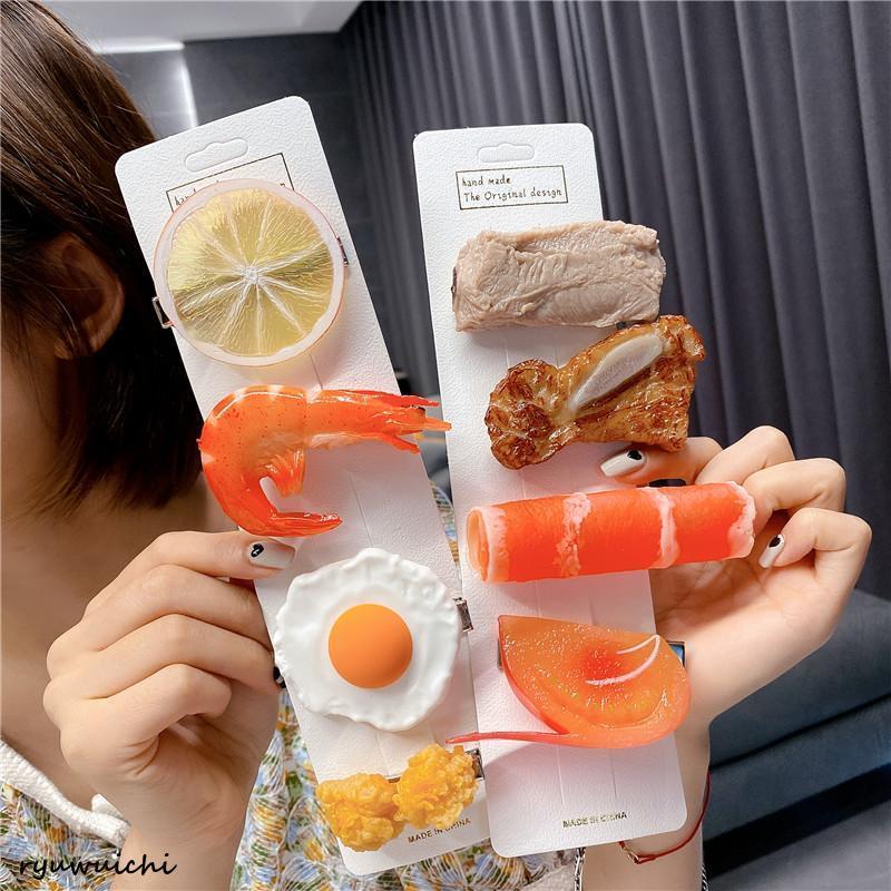 ヘアアクセサリー ヘアピン かわいい 面白い 食品 お肉 目玉焼き 野菜