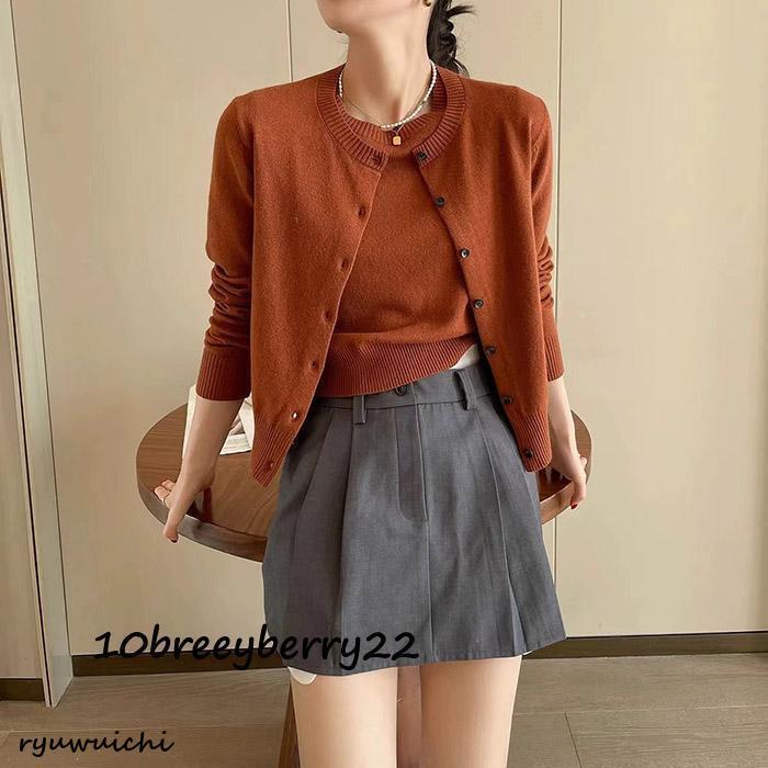 【SLOANE】シルク100%アンサンブルニット長袖カーディガン半袖クルーネック SLOANE｜18G ワイドリブ シルク クルーネック カーディガン sl8s