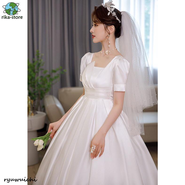 ウェディングドレス 袖あり 半袖 プリンセスライン 結婚式 花嫁 ウェディングドレス 袖あり 半袖 プリンセスライン 結婚式 花嫁