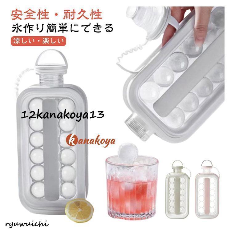 2way 製氷皿 製氷器 水筒 蓋付き 氷アイスボール 透明 ボトル クリア