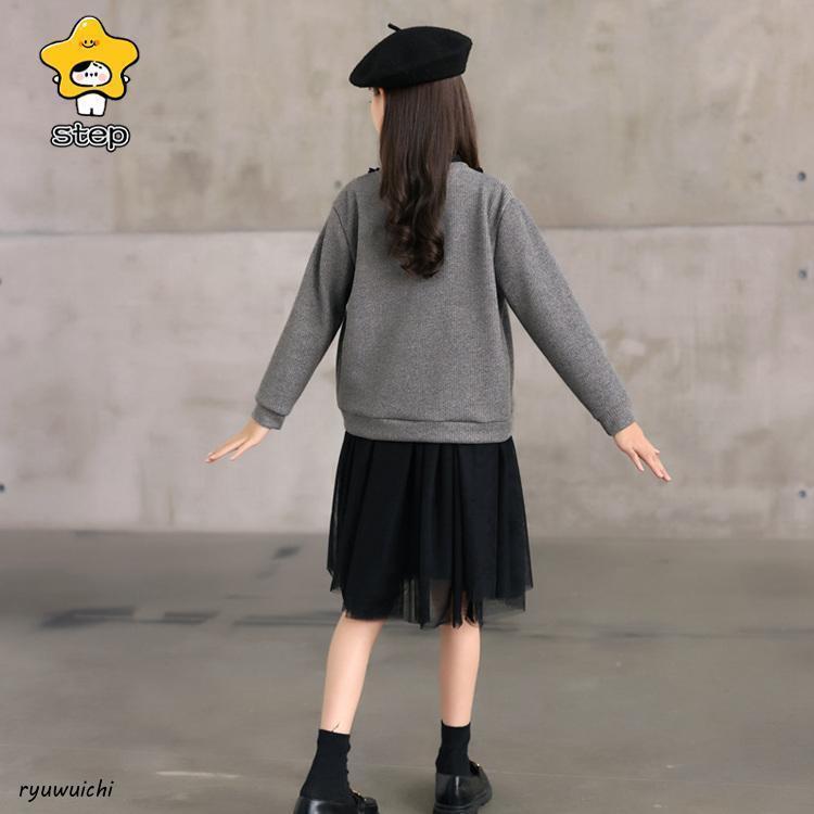 ワンピース  襟付き キッズ 子供服 女の子 長袖 正装 礼服 2点セットアップ  Aライン ピアノの発表会 卒業式 小学校 入学式 法事 喪服の画像
