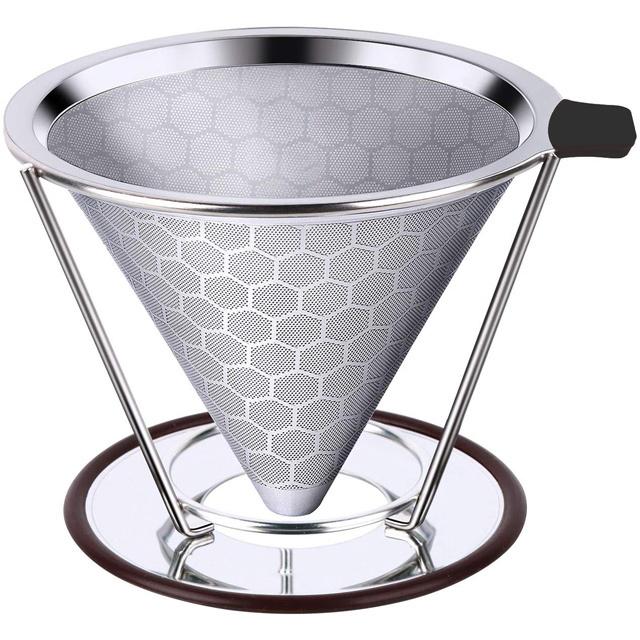 送料無料 コーヒードリッパー ステンレスフィルター 2層メッシュ構造 ペーパーフィルター不要 おしゃれ コーヒードリップ コーヒーフィルター 1 4杯用 シルバー Cdhs1251 Ryvy 通販 Yahoo ショッピング