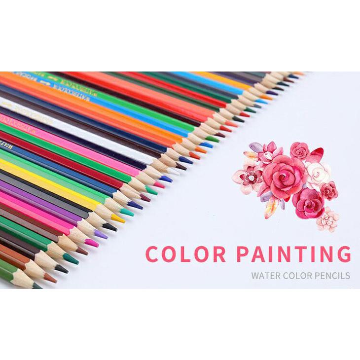 送料無料 水彩色鉛筆 水溶性 水性 最大95 オフ 48色セット 48本入り ペイントブラシ 鉛筆ホルダー 鉛筆削り 消しゴム付属 イラスト 塗り絵 学校教材用 スケッチ デザイン