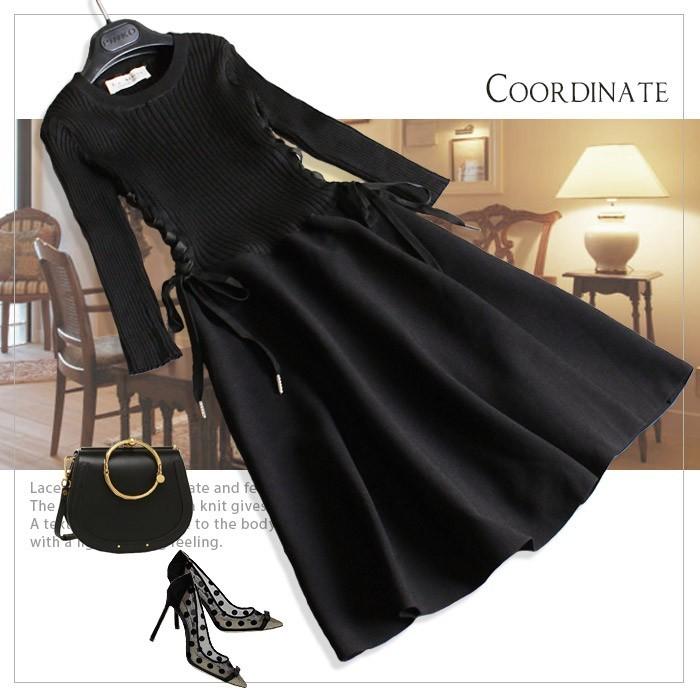 パーティードレス ニットワンピース 結婚式 フォーマル 二次会 袖あり