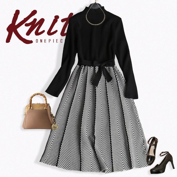 ニット ニットワンピ ニットワンピース ワンピース リブ 冬 秋 フレア お呼ばれ パーティー 上品 袖あり No 10 198 65 10 198 Stanza Dolce By Ryze 通販 Yahoo ショッピング