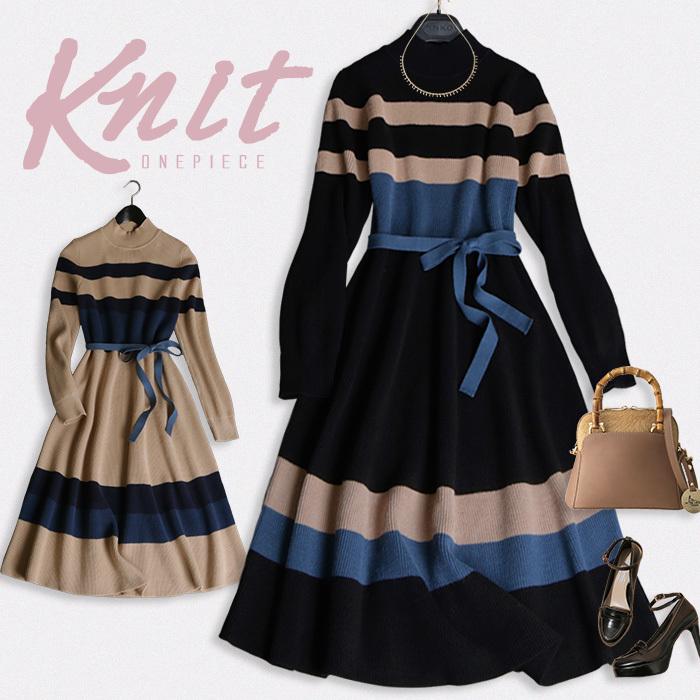 ニット ニットワンピース ワンピース ボーダー リボン 秋 冬 フレア ニットワンピ リブ お呼ばれ カジュアル 上品 長袖 No 10 9 2411 7296 10 9 Stanza Dolce By Ryze 通販 Yahoo ショッピング
