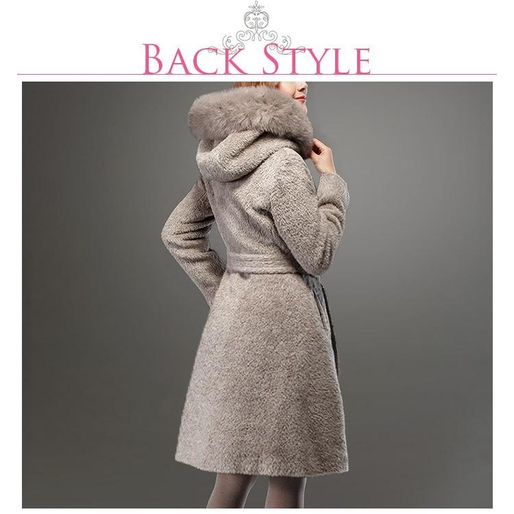 ウールコート アルパカ 毛皮 ファー アウター フォックス 大きいサイズ