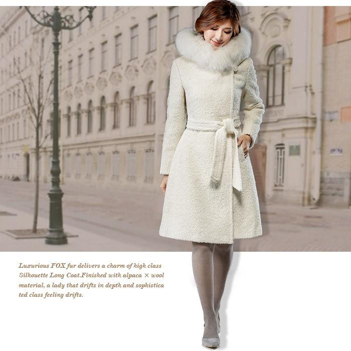 ウールコート アルパカ 毛皮 ファー アウター フォックス 大きいサイズ