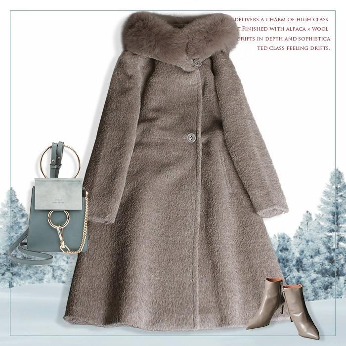 Nicoレディースアルパカ毛コートロング丈ふわふわ暖かい可愛いXSサイズ レディースアルパカ毛コートロング丈ふわふわ暖かい可愛いXSサイズ