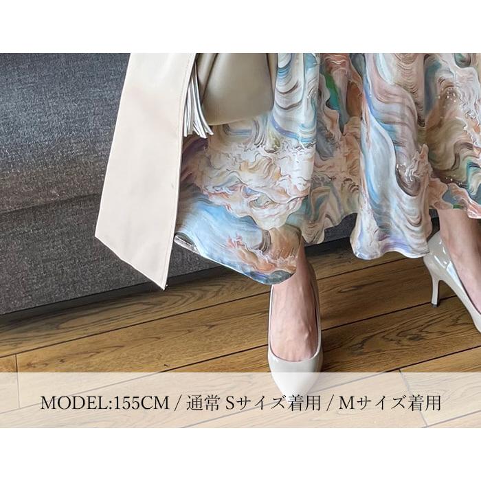 幾何学模様リボン付きワンピース バックリボン幾何学柄ワンピース｜メドックの通販｜&mall