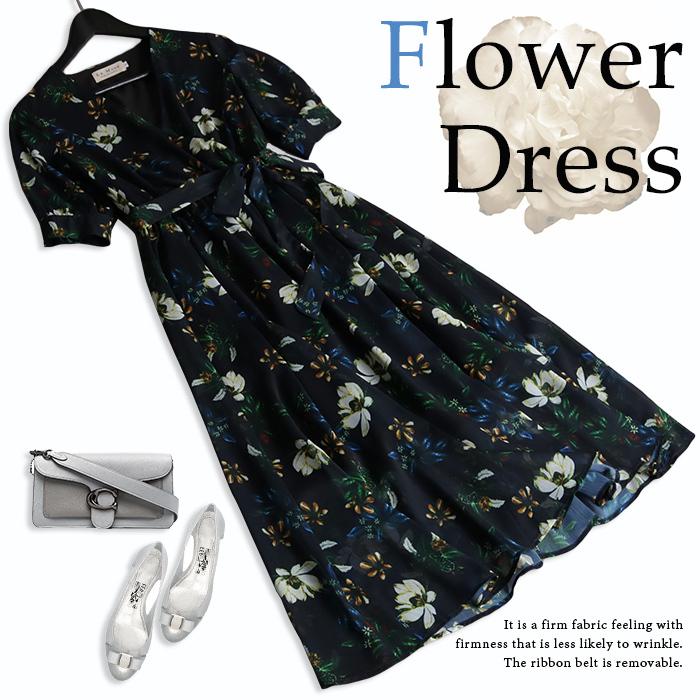 ワンピース レディース ロング丈 半袖 きれいめ 上品 フェミニン エレガント カシュクール 花柄 フレア 大人 代 30代 40代 50代 No 12 937 98 12 937 Stanza Dolce By Ryze 通販 Yahoo ショッピング