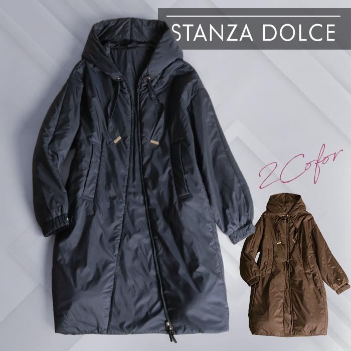 キャメル中綿 中綿コート レディース ミドル 中綿ジャケット リブ