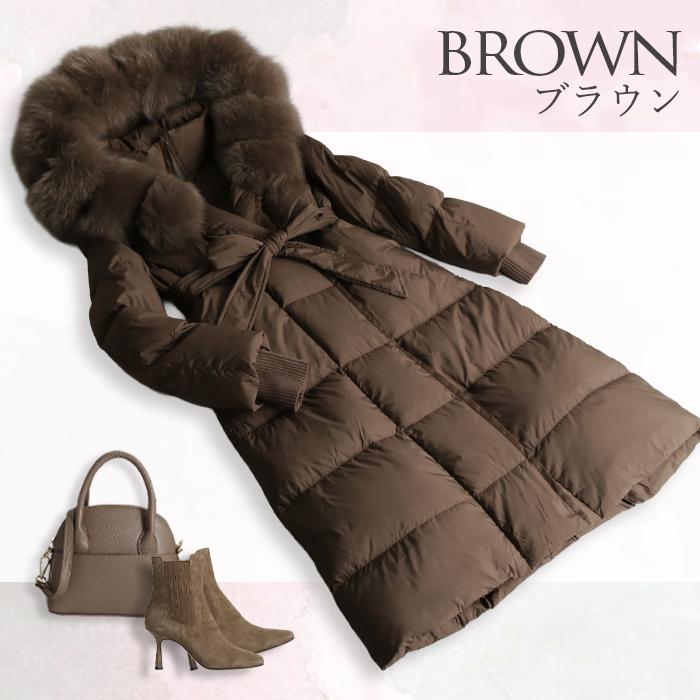 再入荷】 ダウンコート レディース ロング フォックスファー コート