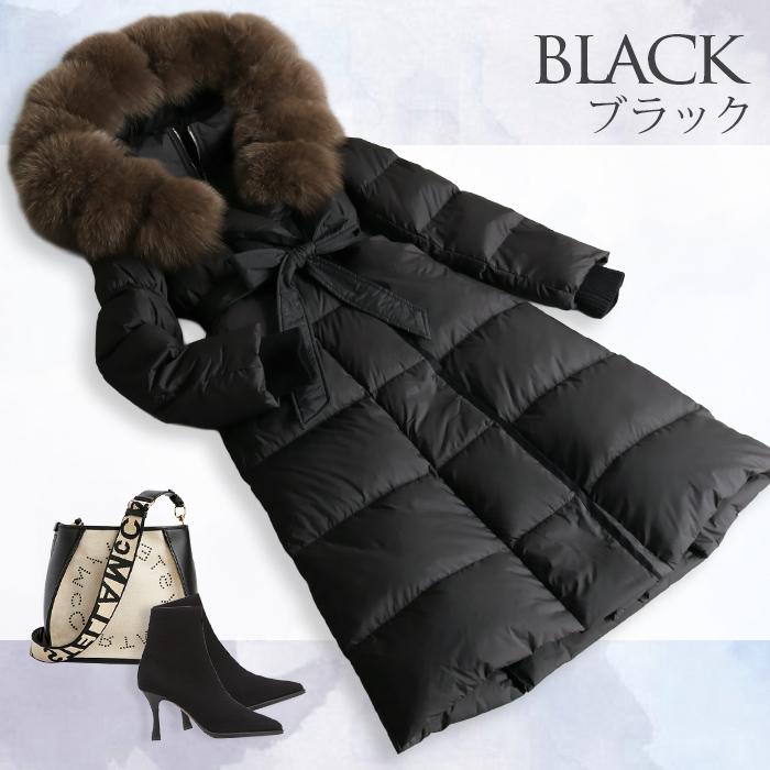 再入荷】 ダウンコート レディース ロング フォックスファー コート