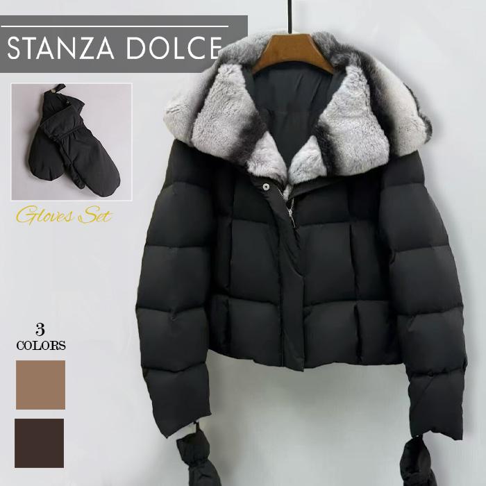 美品　レリアン　プラスハウス　13+　レッキスファーダウンジャケット レリアン 13+ ダウンロングコート レッキスファー フード付 ダーク