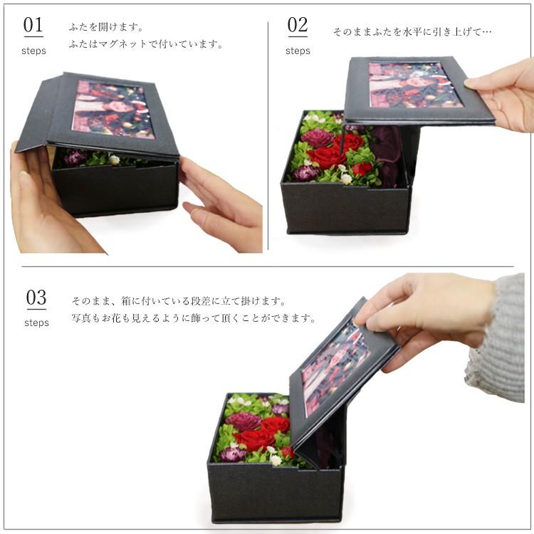 写真印刷無料 写真立て 最短お届け発送中 プリザーブドフラワー 花 写真入り フレーム お供え ペット 仏花 供花 お悔やみ 犬 ねこ フォトフレーム 仏壇用 虹の橋 | サウンドアレンジ | 21