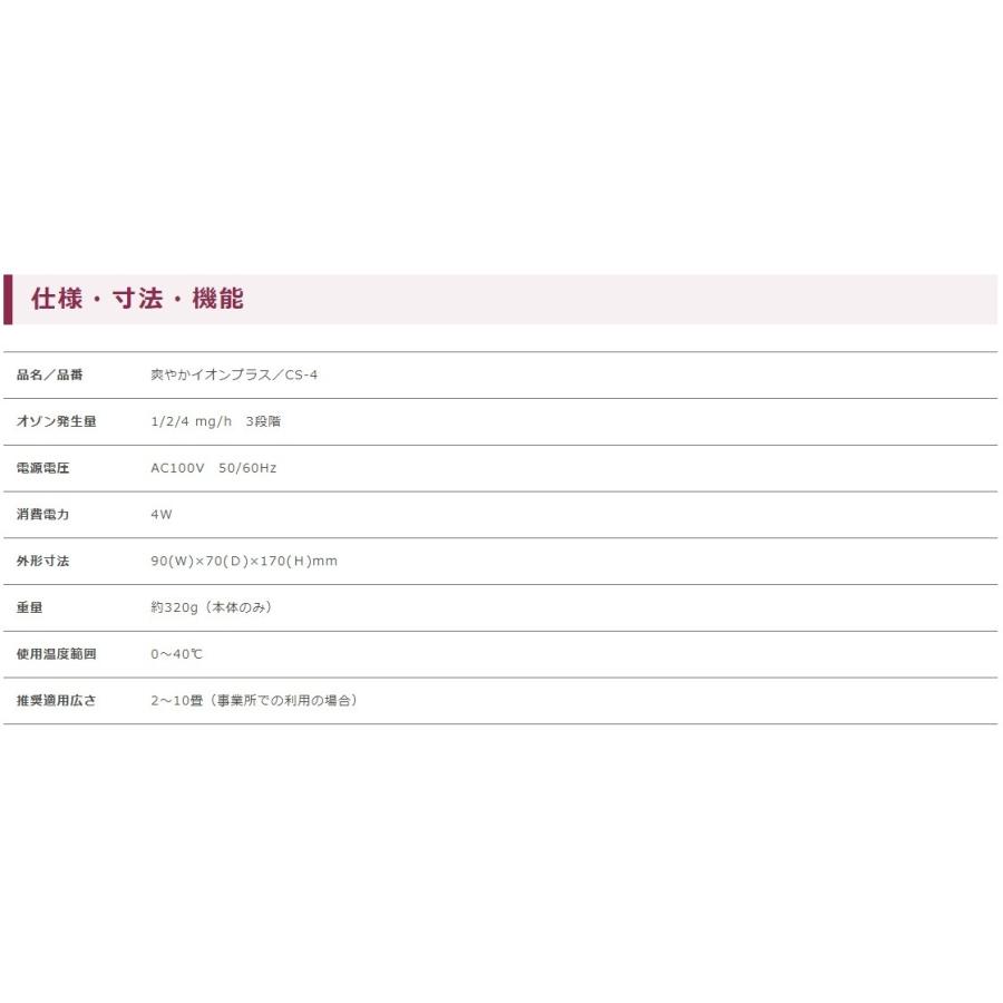 5台 爽やかイオンプラス さわやか（sawayaka)CS-4０ 2-10畳まで(〜17m2/10畳程度) 除菌   オゾン発生器 ウイルス除去  ウイルス対策 ウィルス 日本製の画像